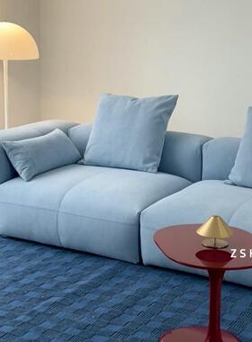 北欧奶抓油风色猫布豆块沙发大小户型55654客厅小腐众设计模块蓝