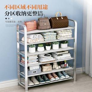加钢厚不锈鞋架子柜简易层收多纳鞋家用门口学生宿GGJ舍加厚不锈