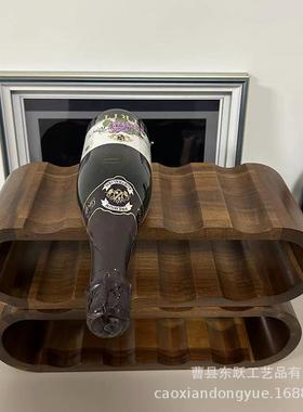 现货质红酒架摆件木葡萄酒架小型酒BOV展装示架饰品欧红式红酒展