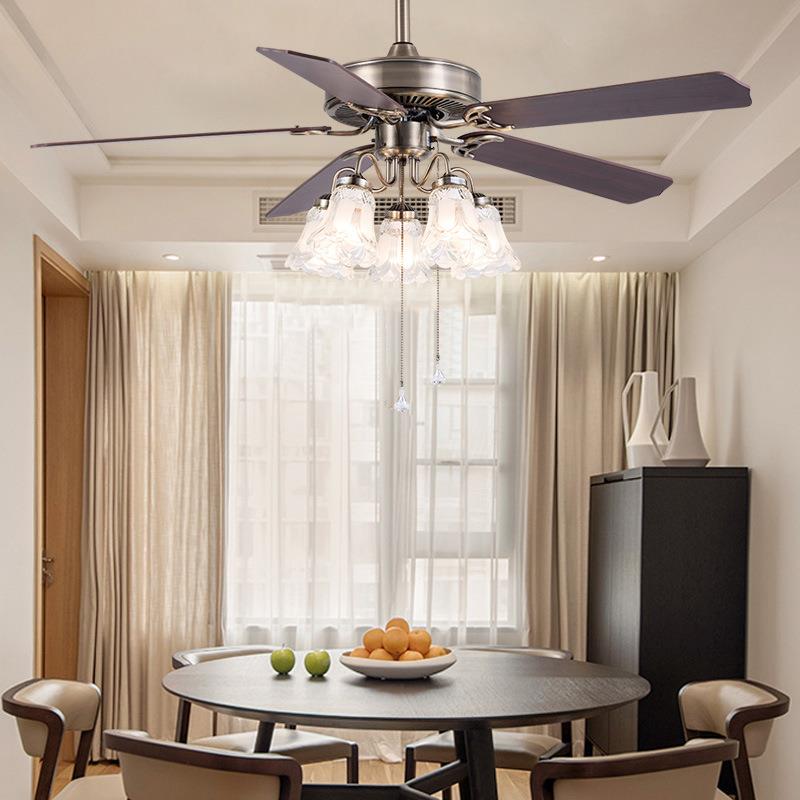 美式风扇灯吊扇遥灯餐厅卧室用家现代简约复古铁叶扇灯控吊扇电灯
