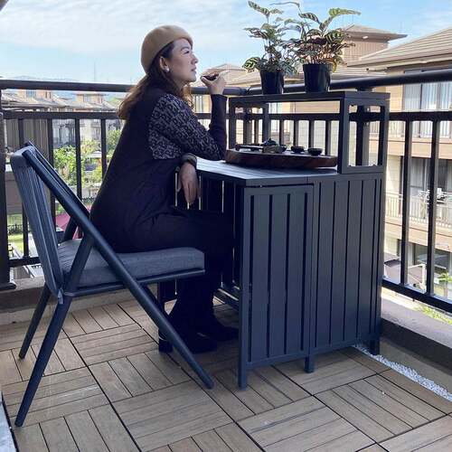 馨宁居阳台置物架新中式花架装饰布置桌子家用户外庭院花园工作台