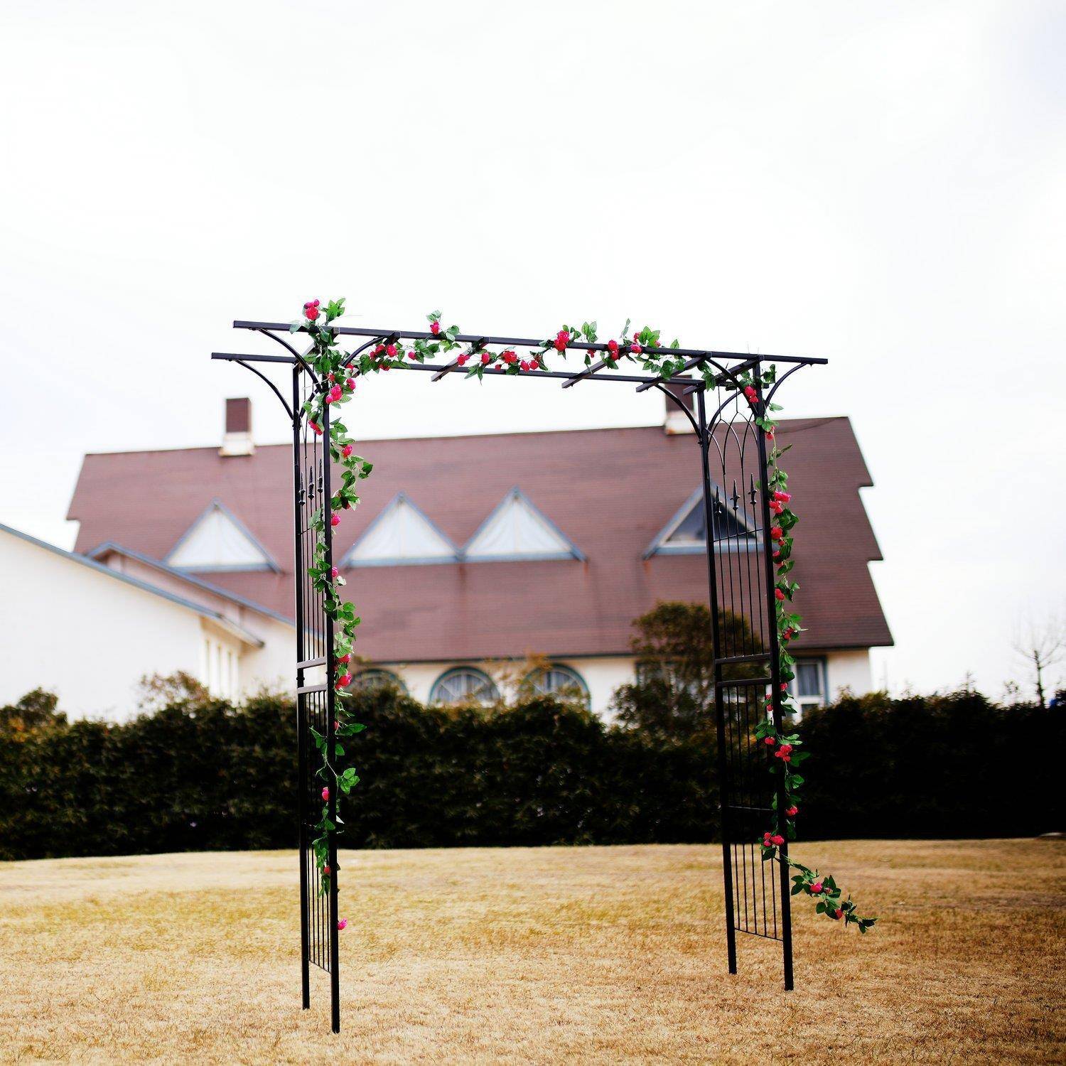 花园拱门花园攀岩植物蔓藤架室外花园草坪后院花插