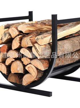 爆款黑色U型金属壁炉柴火架铁艺收纳架工具