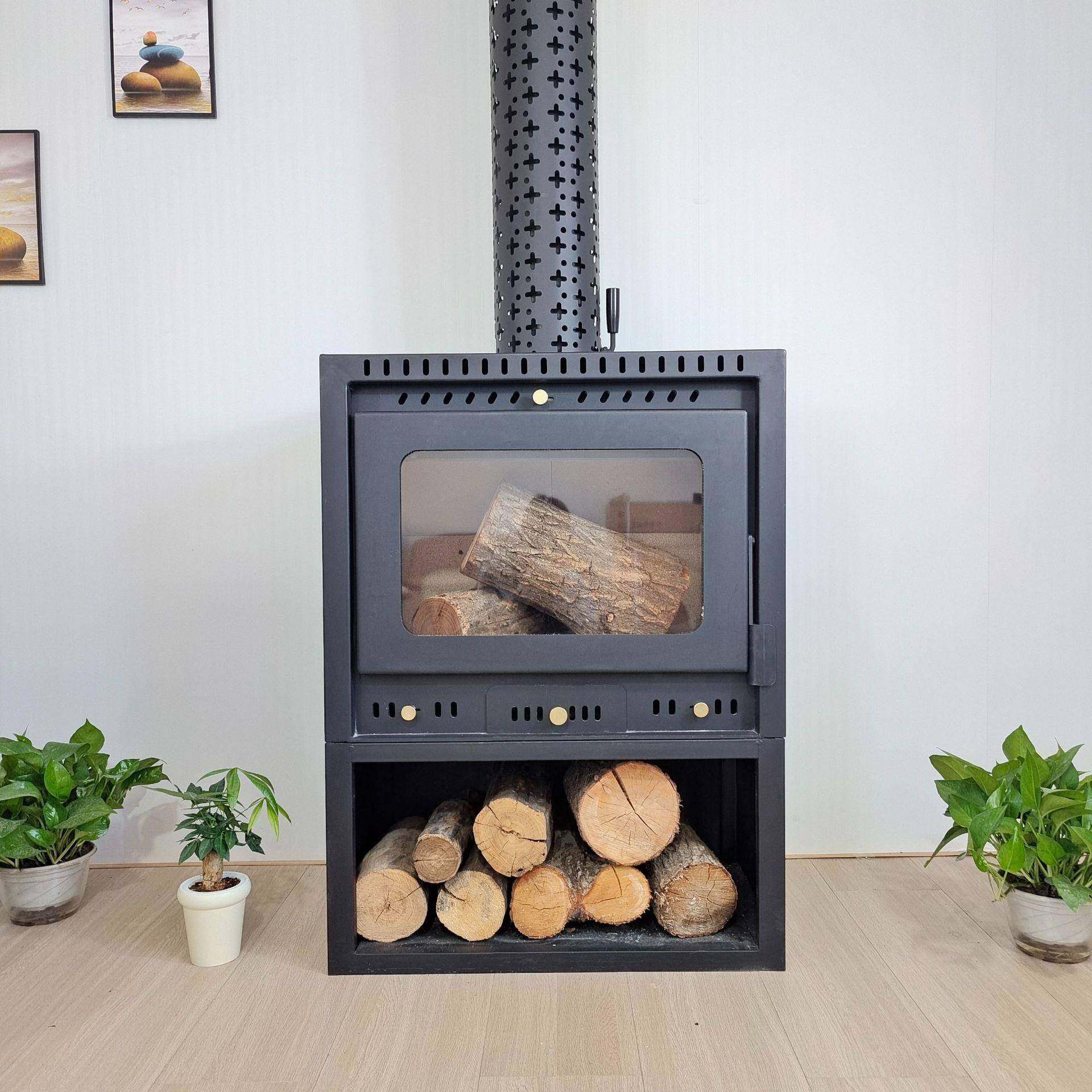 家用真火燃木壁炉农村室内取暖炉家用无烟材火炉