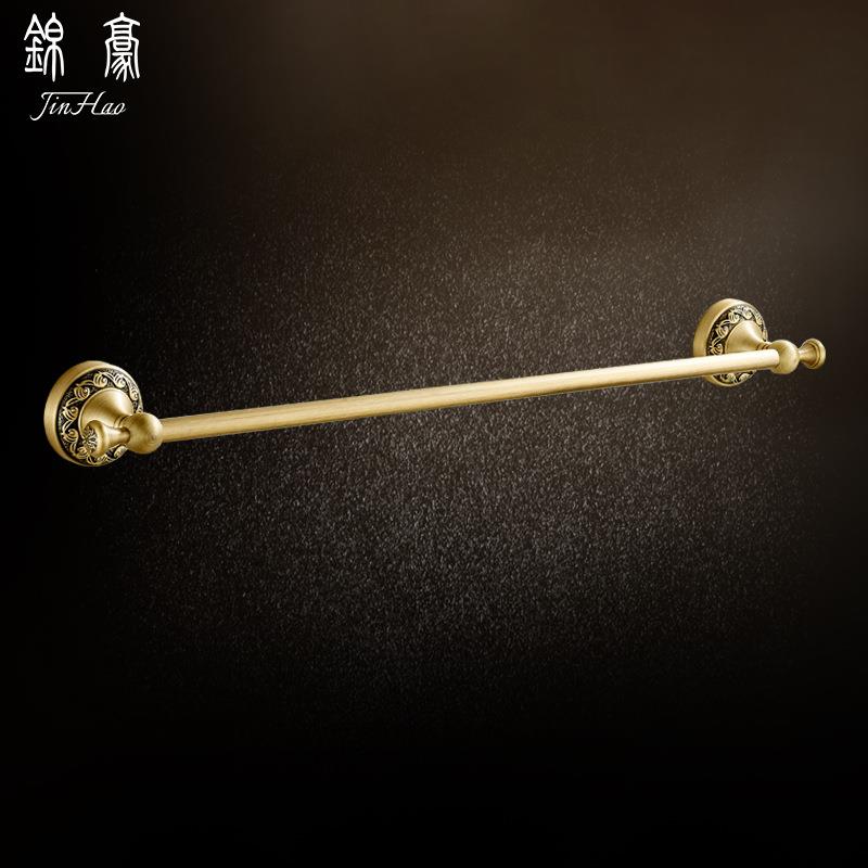 全铜复古毛巾杆纯铜仿古单杆浴室毛巾收纳杆卫生间毛巾架五金挂件