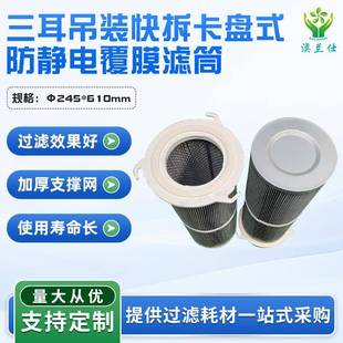 三耳快拆除尘滤筒吊装卡盘式高压吸尘器滤筒防静电阻燃覆膜过滤芯