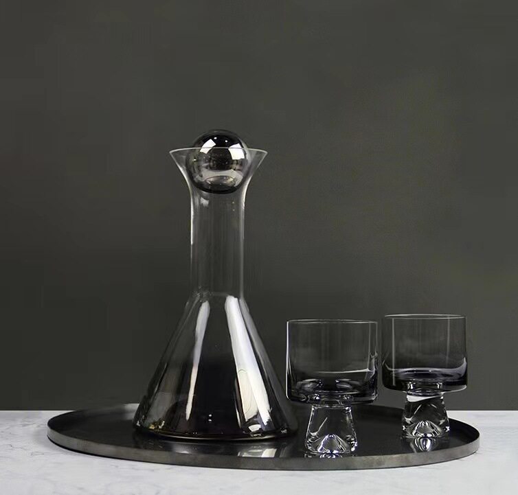 欧式家用水晶玻璃醒酒器红酒装饰酒瓶酒具托盘摆件饰品几何造型