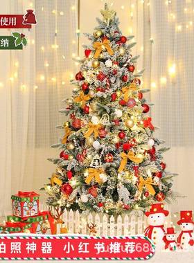 圣诞节仿真加密圣诞树套餐PE植绒1.5/2.11.8大型家用落雪装饰手工