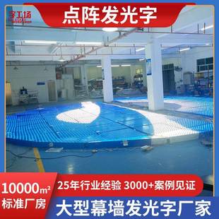 大型led全彩发光字外露灯珠冲孔字楼顶招牌高空玻璃幕墙字工程