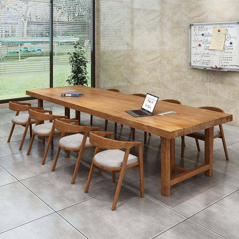 实木长条办公会议桌子公司职员培训会议室大班台多人办公桌椅组合