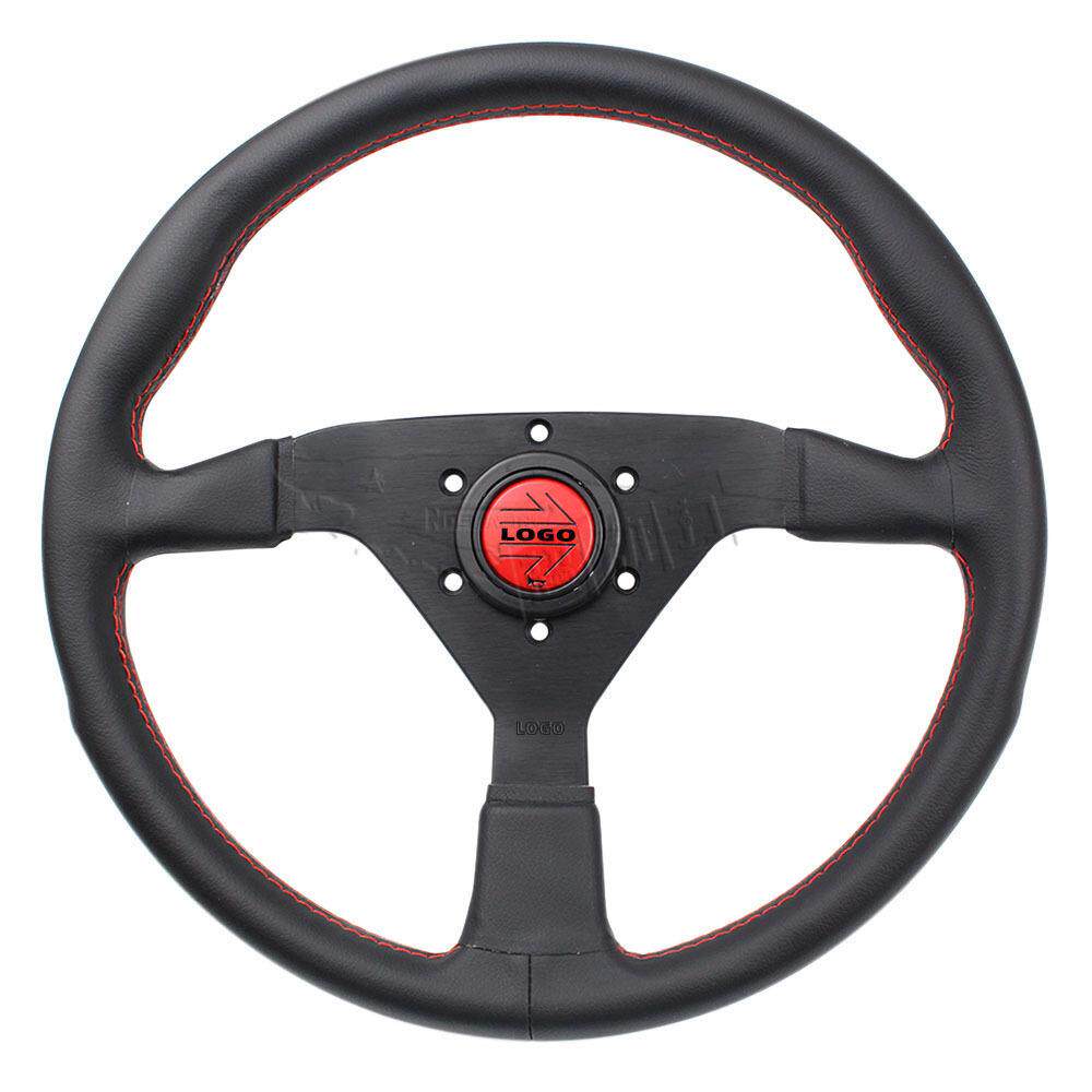 汽车改装方向盘14寸V1皮革多色箭头喇叭刻字竞技通用赛车方向盘