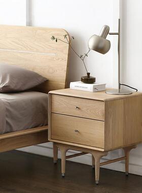 北欧表情NORHOR中古工业风进口/E10系列实木双抽床头柜/橡木黑色