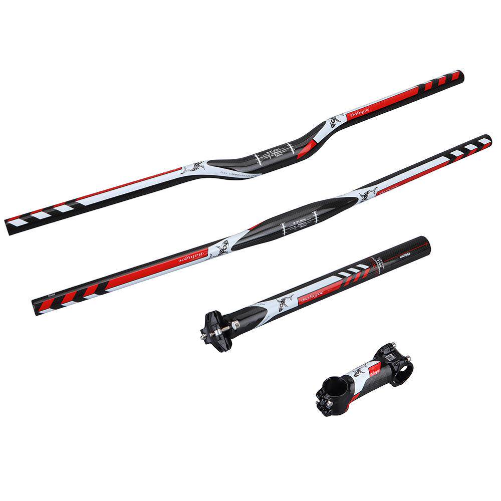 BALUGOE山地车碳纤维车把3K自行车直把燕把把立座管把组三件套