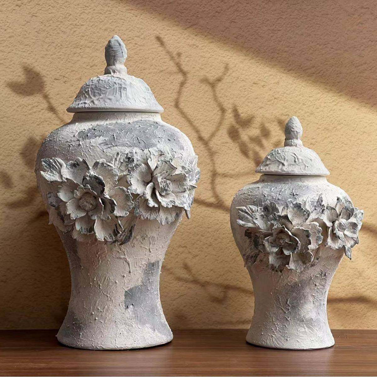 陶瓷手工花复古仿旧将军罐欧式花插花瓶工艺品摆件装饰储物储物罐,纺织面料/辅料/配套,纺织机械配件,淘宝优惠券,粉丝福利购,淘宝优惠卷