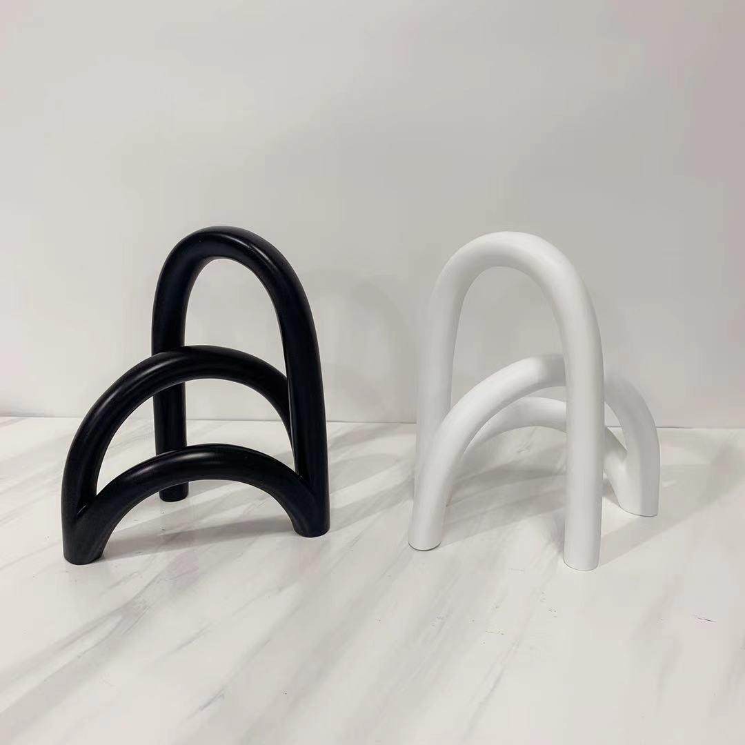 简约现代家居白色树脂拱形屏风盆景摆件客厅玄关电视柜书房饰品