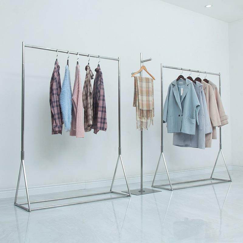 服装架展示架不锈钢拉丝女装轻奢落地式简约挂衣架童装陈列架组合
