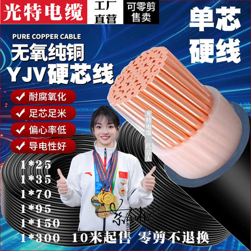国标硬线ZRC-YJV阻燃单芯铜电缆线95/120/150/185/240/300平方400