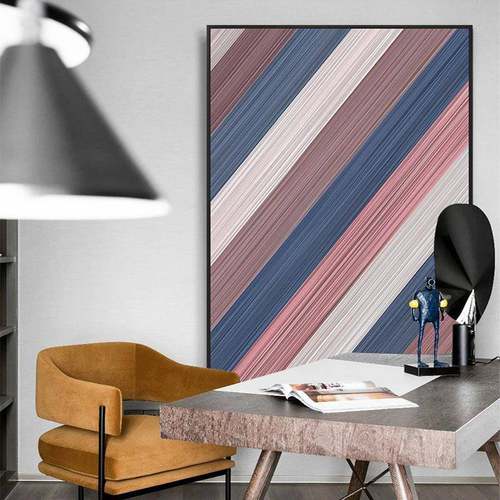 轻奢高档大气几何线条组合挂画色彩主义简约风格大幅竖版玄关壁画