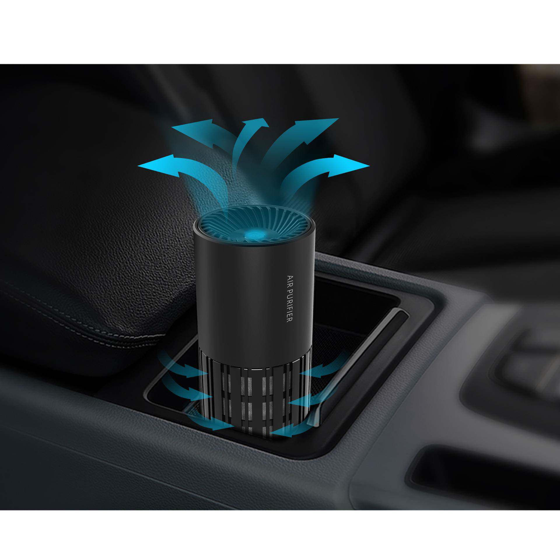 全太空合金新款USB车载空气净化器UV紫外线消毒负离子汽车用品