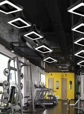 照现代简约19205办公灯用明实心ed正方形吊线l灯健身房商工业风吊