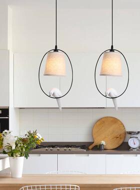 出口式乡村餐厅客艺厅卧室EYN阳台铁灯饰美创简约意个性布艺小鸟