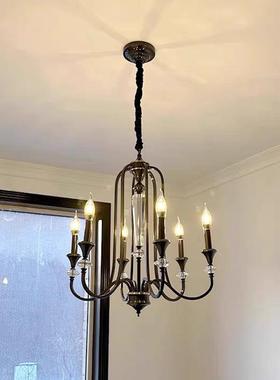 法9019式水复古客厅吊美式楼梯中古卧黑色餐厅室灯南洋风蜡烛灯晶