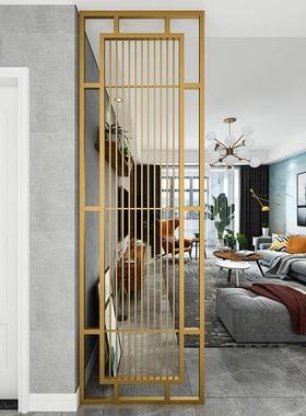 艺屏风铁隔墙轻奢不锈钢金属断客EBQ厅简约代现玄关中式花格装饰