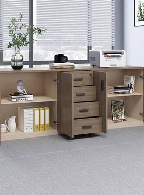 桌边柜财务柜办储公室矮柜合木质带锁矮柜文件组带抽piY4weKa屉柜