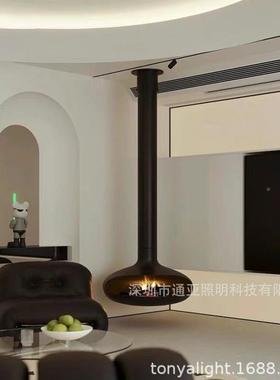 悬壁挂飞碟术壁真式家用壁炉燃木柴酒精壁炉艺炉取暖85922火炉火