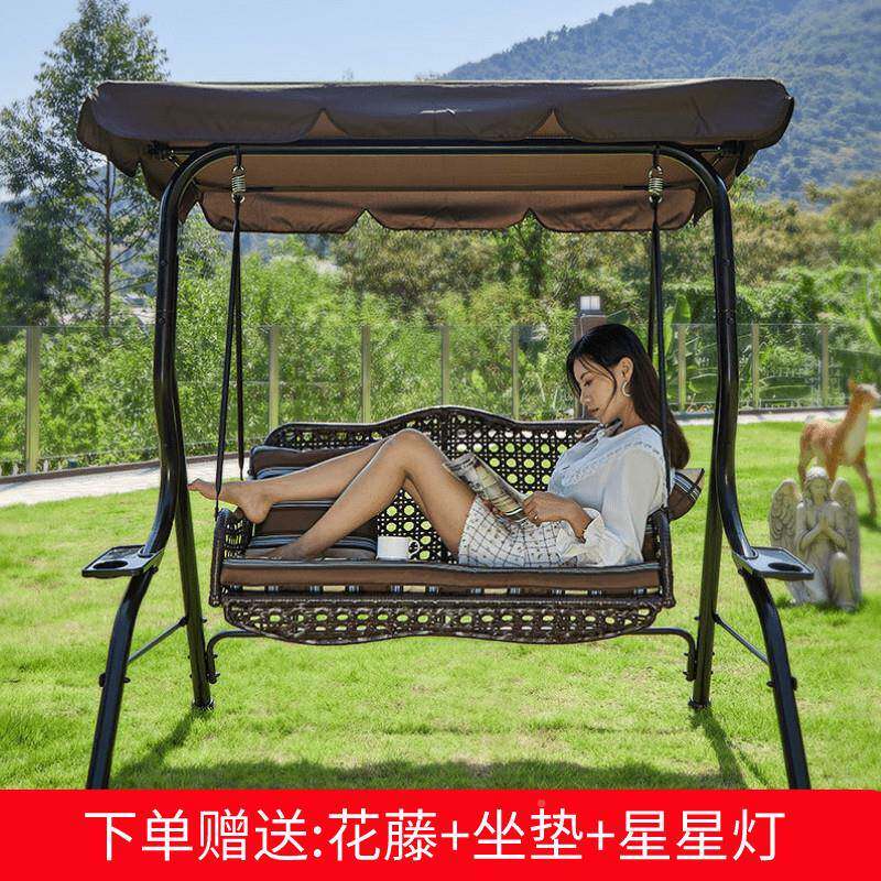 椅阳台秋千户外花园外摇床DJW秋千室庭院成摇人椅铁艺遮阳室内外