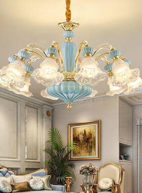 用主欧式灯奢华水晶灯田园公房间灯具温馨67125浪漫法式客厅吊灯