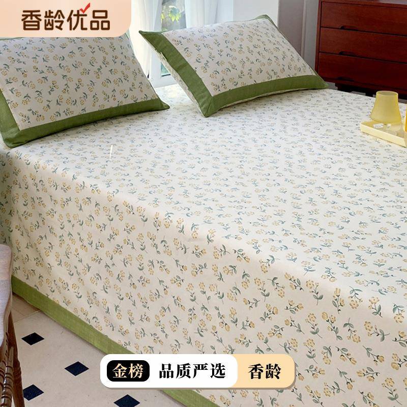 棉老粗布床纯TM701751单单件花100全棉碎人棉麻亚麻宿舍被单枕套2