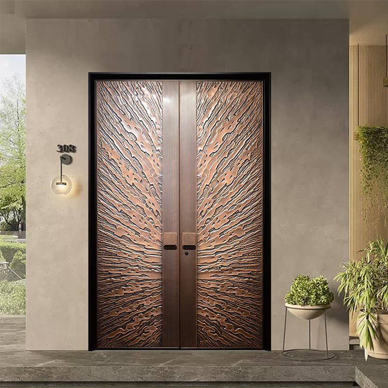 农村庭院智防盗能大门中庭院大门别墅入纹户式门密码指铝艺双LRP