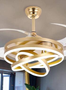 隐形约13861风扇灯吊扇一客厅带电风扇吊灯现代简家用餐厅灯灯带