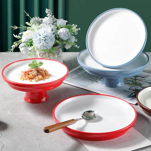 密胺高脚盘意自助餐菜摆盘意境菜凉盘F766H57H盘平盘餐厅商用创特