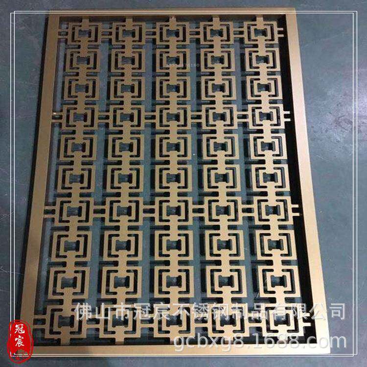酒店售楼部展厅饰用不锈钢花格仿WPG铝雕屏风隔断古铜花装格