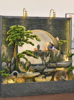 水幕墙水摆件户27618外庭院假山喷泉鱼酒店屏装缸饰景流风观办公