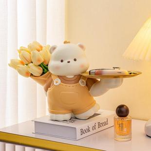 新款熊轻奢匙兜兜ZFJ钥纳玄关摆件门收口入户场景托盘客厅装饰品