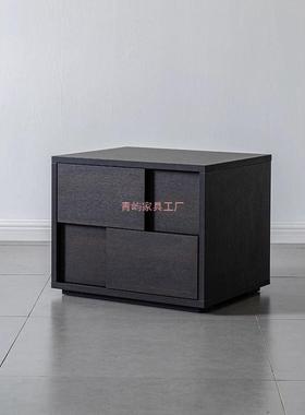 意式极简黑代色24780床头现柜卧室简约床柜设计师收纳抽屉边储物