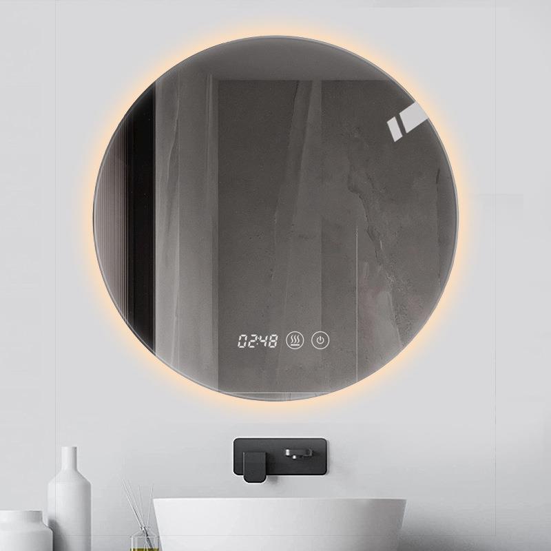 子边缘灯led多LGH镜功能卫生间圆形网红浴室镜能防雾端膜高智镜