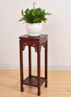 中式实木花架子客家方形室内厅置质63375物架花盆景用原木制多层
