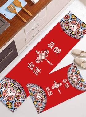 新式过年门垫脚新春国潮厨房防垫ATM喜庆红色入户中垫进门地垫滑