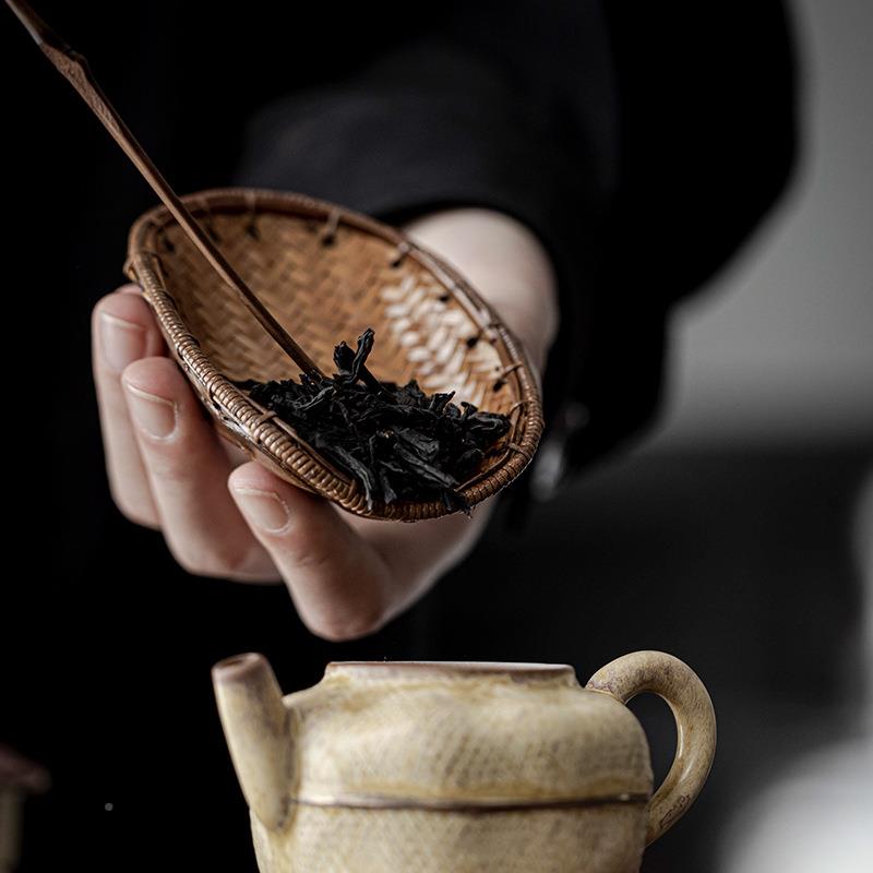 宜大室茶话漆乌龟则壳竹茶竹编簸箕赏茶荷小茶勺醒茶则茶gj-cz道