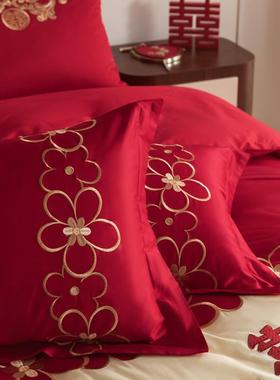 公主嫁婚四件套龙凤刺绣被大红MUE结色新婚庆女床上婚用喜品