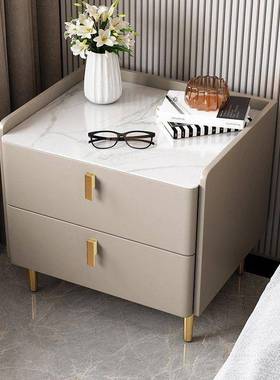 航航家具简现代环保32117床头柜纯柜实木岩板轻奢约卧物室加高储