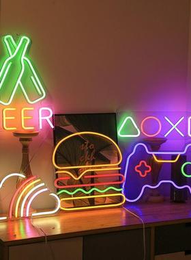 跨新品L14088ED亚克力家背板境色汉堡霓多虹灯汉堡包造型装饰灯厂