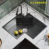 8V厨房转角异形水槽L型拐定角池大单30FOG4不锈钢定制做洗碗槽水