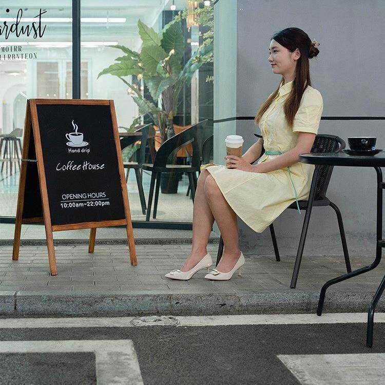 铺木质双黑板广告牌展示架286店门口户外手写面招工立式a字板牌支