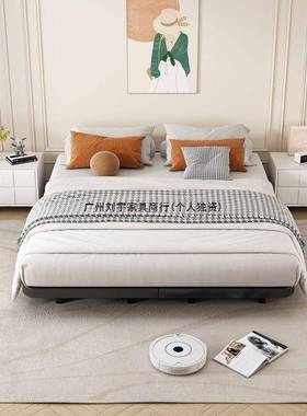 日式简约无铁床头悬浮人床架子龙骨架家用艺床加厚可人单双93236