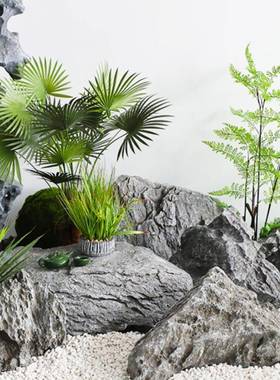 仿真石造景鱼缸假山石花室园户外庭院景摆QYB观石内装饰件摄影道